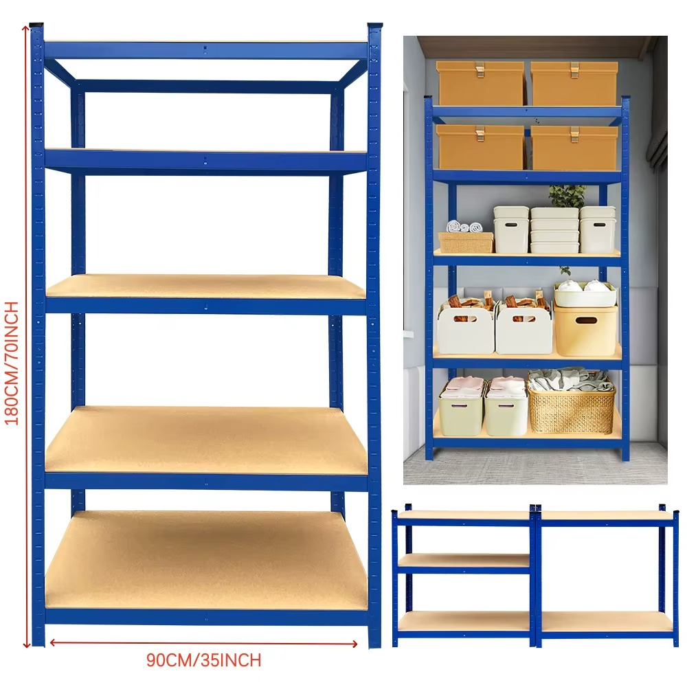 5 Tier Heavy Duty Galvanised Adjustable Shelf Racking Unit Storage Rack 875KG Capacity