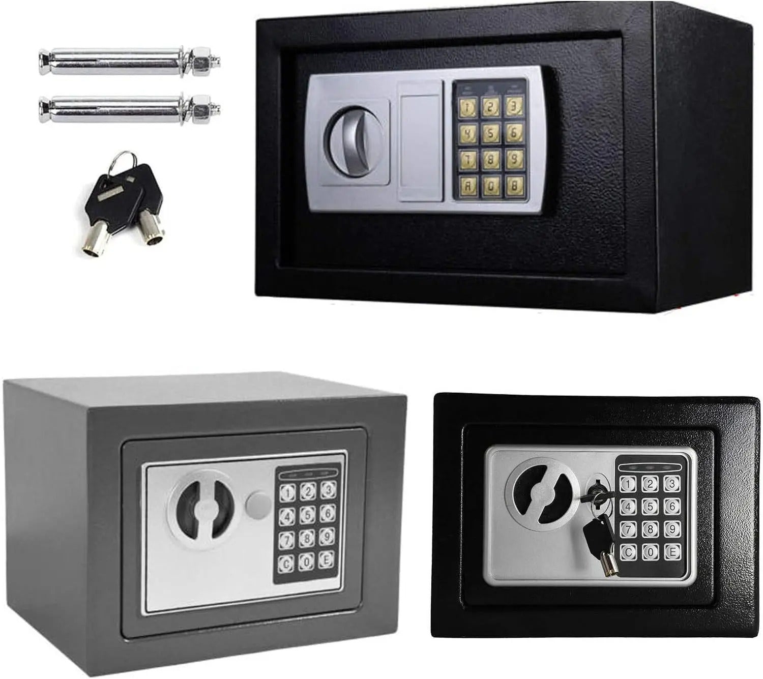 4.6L/8.5L/16L Safe Furniture Safe Double Bit Lock Iron Steel Safe with Lock and 2 Keys for Business Cash/Money/Jewellery