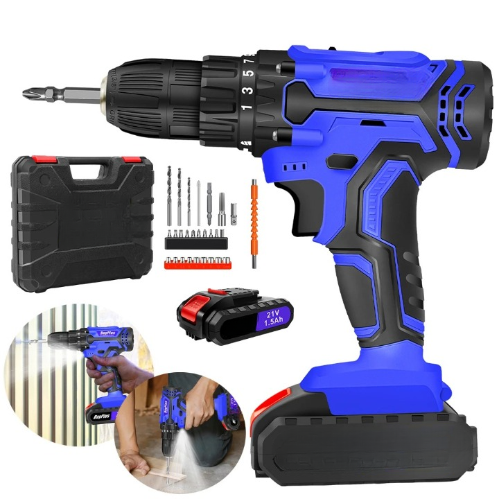 Cordless Drill Kit Electric Screwdriver Kit, 45Nm Cordless Combination Drill
