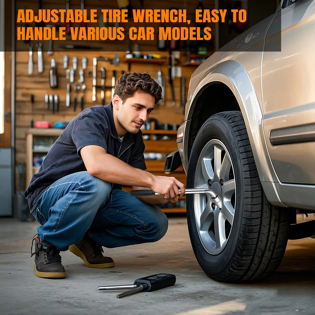 Travel Emergency Breakdown Wrench Set,Extendable Wheel Socket Tyre, Universal Car Lug Wrench Car Wheel Tire Change Tools
