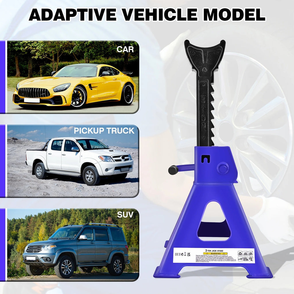 Axle Stands 3 Ton Jack Stands 11.4-17inch Adjustable Height Heavy Duty Steel for Car Van Truck Garage Workshop Tools,Set of 2