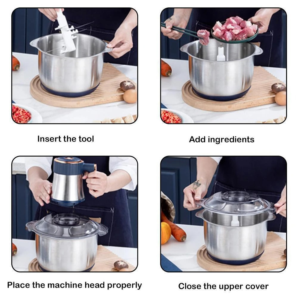 5L Multifunctional Electric Food Processor Stainless Steel Bowl Mixer Machine Cooking Machine Electric Meat Grinder