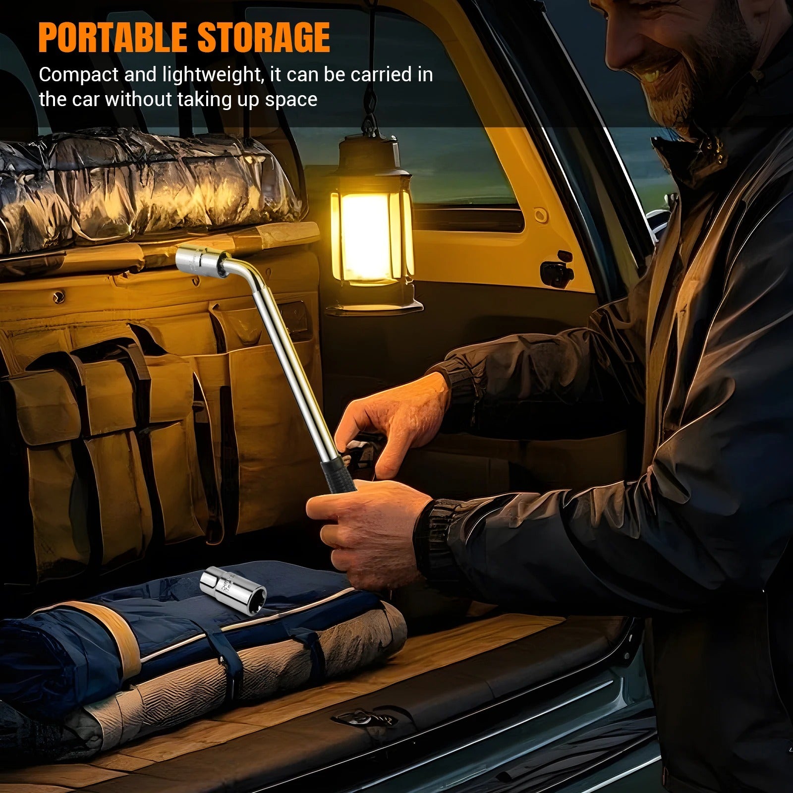 Travel Emergency Breakdown Wrench Set,Extendable Wheel Socket Tyre, Universal Car Lug Wrench Car Wheel Tire Change Tools