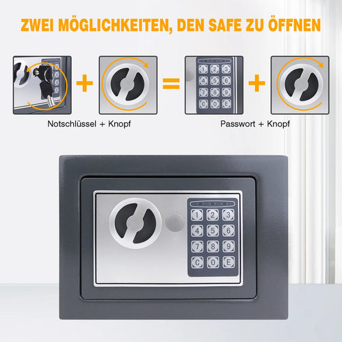 4.6L/8.5L/16L Safe Furniture Safe Double Bit Lock Iron Steel Safe with Lock and 2 Keys for Business Cash/Money/Jewellery